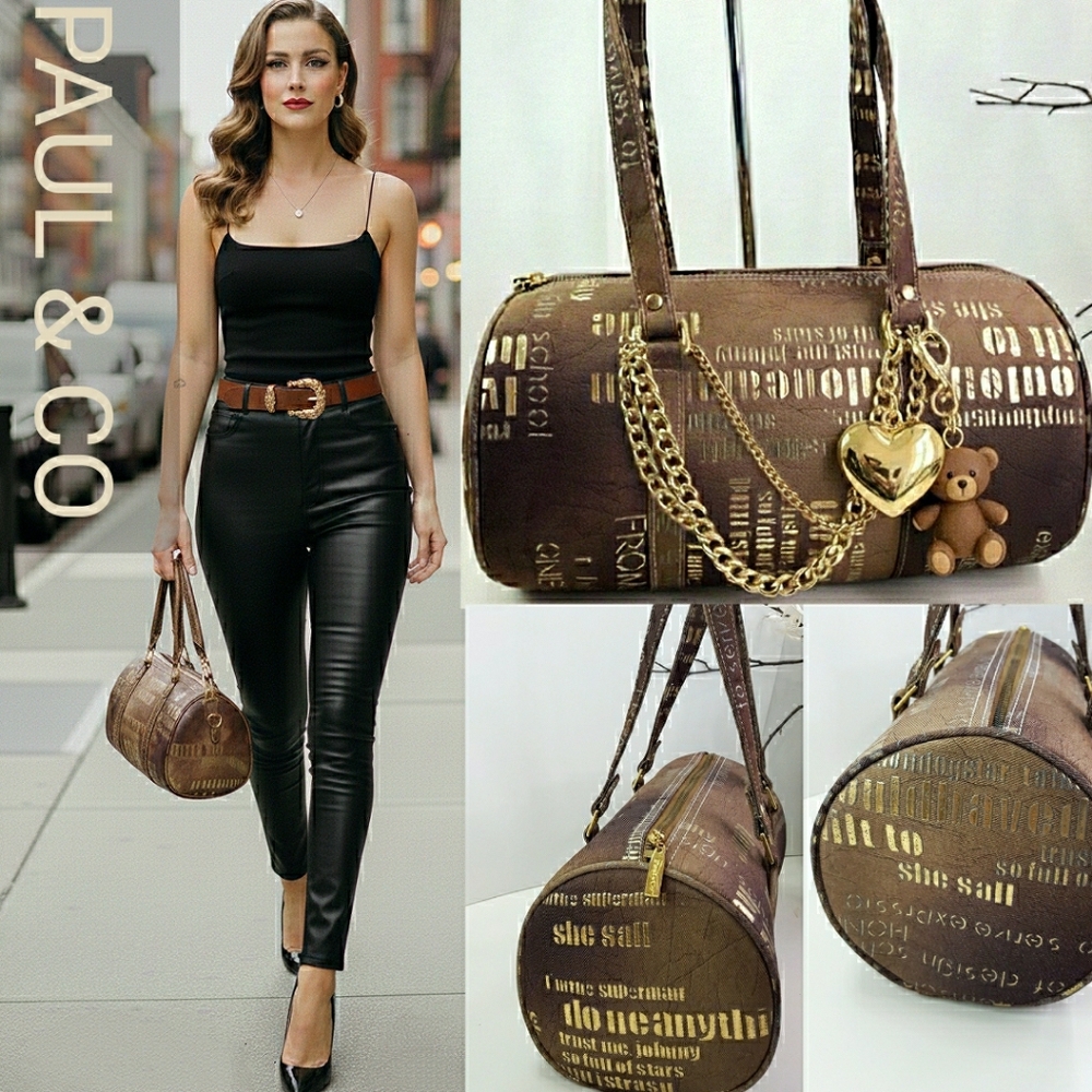 Y2K🍂Barrel Cylindrical Baguette Shoulder Bag|Paul& Co